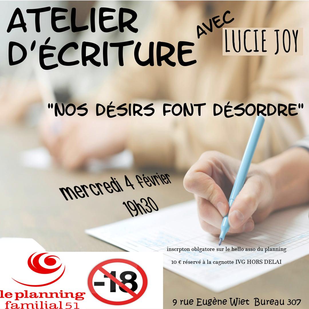 Atelier d'écriture pour le Planning Familial de Reims